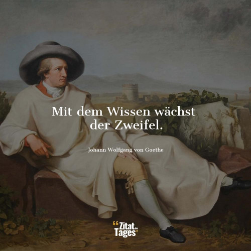 Mit dem Wissen wächst der Zweifel.

- Johann Wolfgang von Goethe

https://www.zitat-des-tages.de/zitate/mit-dem-wissen-waechst-der-zweifel-johann-wolfgang-von-goethe