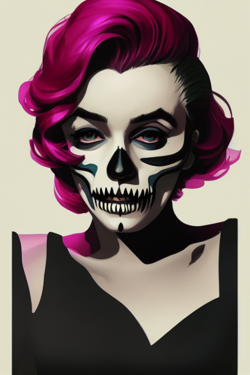 2123507073 a portrait of a girl skull face marilyn monroe in the style of artgerm charlie bowater at