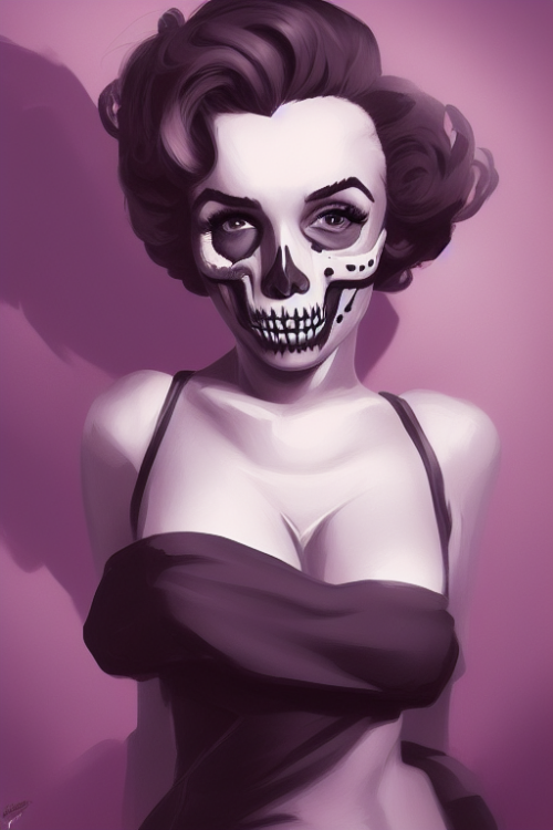 2272982578 a portrait of a girl skull face marilyn monroe in the style of artgerm charlie bowater at