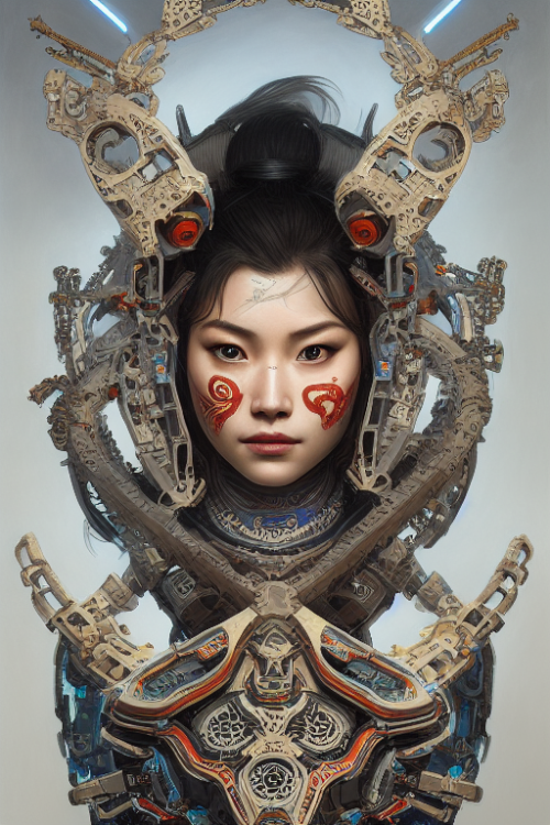 2704476565 portrait of a machine from horizon zero dawn machine face decorated with chinese opera mo