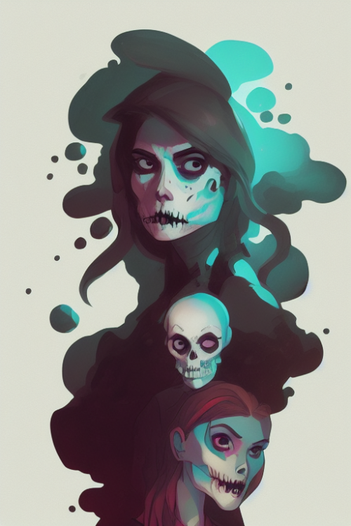 493960153 a portrait of a girl skull face charlie bowater atey ghailan and mike mignola vibrant colo