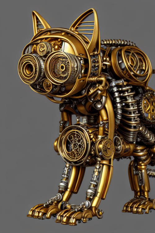 1376828646 steampunk cybernetic biomechanical cat symmetrical front facing 3 d model very coherent s
