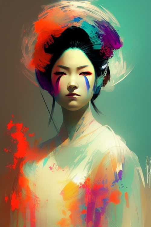 2177255639 portrait of a beautiful geisha volume lighting concept art by greg rutkowski colorful xra